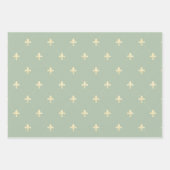 Feuille De Papier Cadeau Or Fleur de Lis sur Sage (Devant 3)