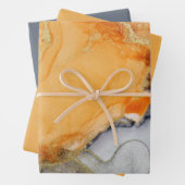 Feuille De Papier Cadeau Or gris orange (En situation)