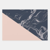 Feuille De Papier Cadeau or rose et bleu marine Noël (Devant)