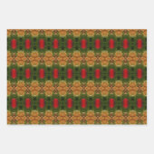 Feuille De Papier Cadeau Or Rouge Et Vert (Devant 3)