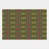 Feuille De Papier Cadeau Or Rouge Et Vert (Devant 2)