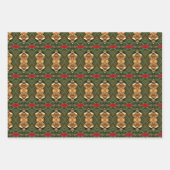 Feuille De Papier Cadeau Or Rouge Et Vert (Devant)