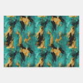 Feuille De Papier Cadeau Or Turquoise, Blanc Noir (Devant 2)