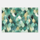 Feuille De Papier Cadeau Or vert Abstrait (Devant)
