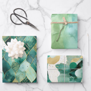 Feuille De Papier Cadeau Or vert Abstrait
