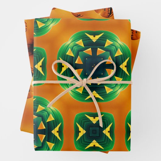 Feuille De Papier Cadeau Orange Abstrait Citrouille Halloween Trick ou Trea (En situation)