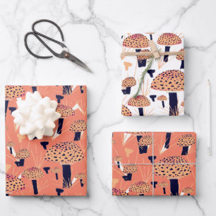 Feuille De Papier Cadeau Orange Black Fly Agari Champignons de champignons