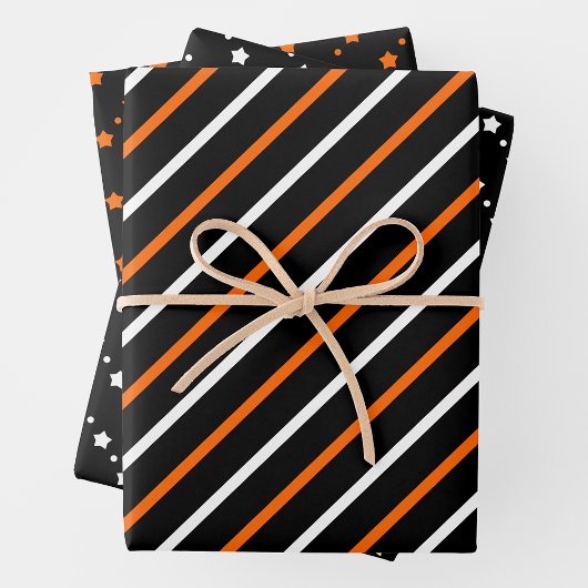 Feuille De Papier Cadeau Orange, Black & White Wrapping Paper Sheets