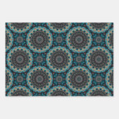 Feuille De Papier Cadeau Orange bleu Turquoise noir Mandala Boho Motif (Devant 3)