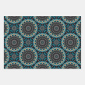 Feuille De Papier Cadeau Orange bleu Turquoise noir Mandala Boho Motif (Devant)