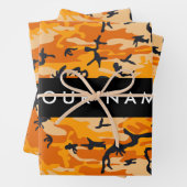 Feuille De Papier Cadeau Orange Camouflage Votre nom Personnalisez (En situation)