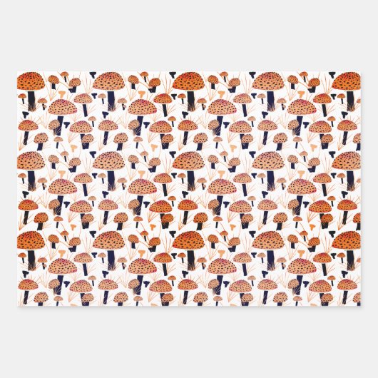 Feuille De Papier Cadeau Orange Champignons Automne Motif d'automne (Devant)