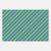 Feuille De Papier Cadeau Orange clair rayé vert et violet (Devant 3)
