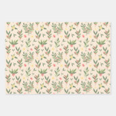 Feuille De Papier Cadeau Orange clair, vert et Saumon Motif de branche d'ol (Devant)