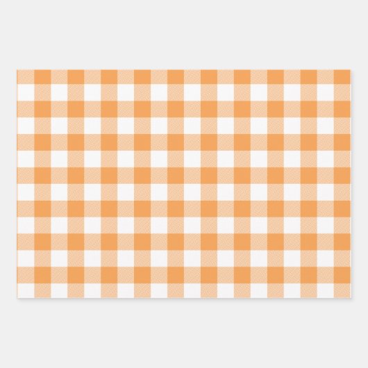 Feuille De Papier Cadeau Orange En vichy Plaid Multi (Devant 2)