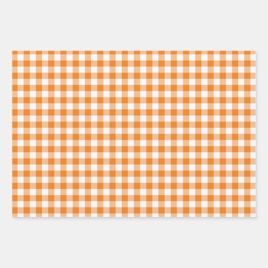 Feuille De Papier Cadeau Orange En vichy Plaid Multi (Devant)