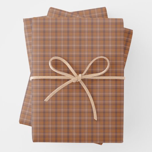 Feuille De Papier Cadeau Orange Gray Plaid Classic Pattern Rustic (En situation)