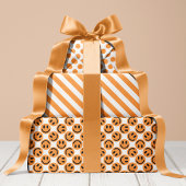 Feuille De Papier Cadeau Orange Happy Face Stripes et Polka Dot