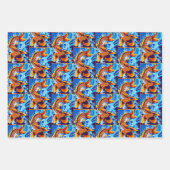 Feuille De Papier Cadeau Orange Koi Ish Bleu (Devant 3)