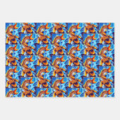 Feuille De Papier Cadeau Orange Koi Ish Bleu (Devant 2)