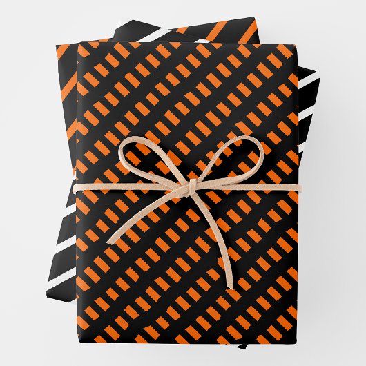 Feuille De Papier Cadeau Orange, Noir & Blanc