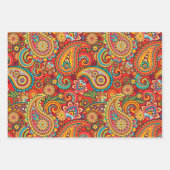 Feuille De Papier Cadeau Orange Paisley (Devant 3)