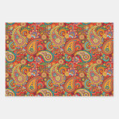 Feuille De Papier Cadeau Orange Paisley (Devant)