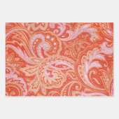 Feuille De Papier Cadeau Orange Paisley (Devant 3)