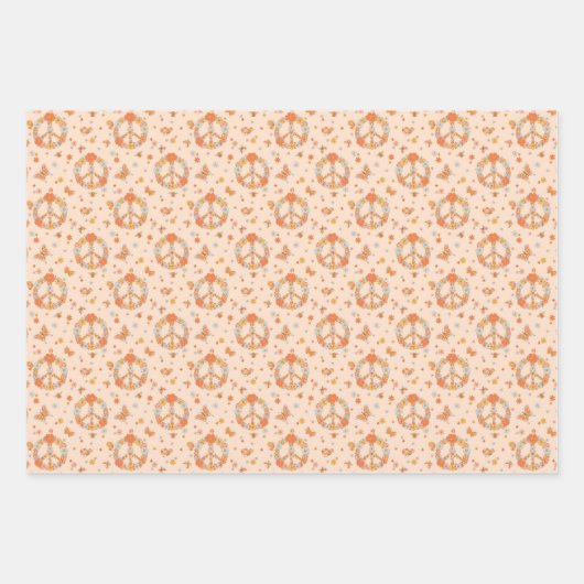 Feuille De Papier Cadeau Orange Peace Floral (Devant)