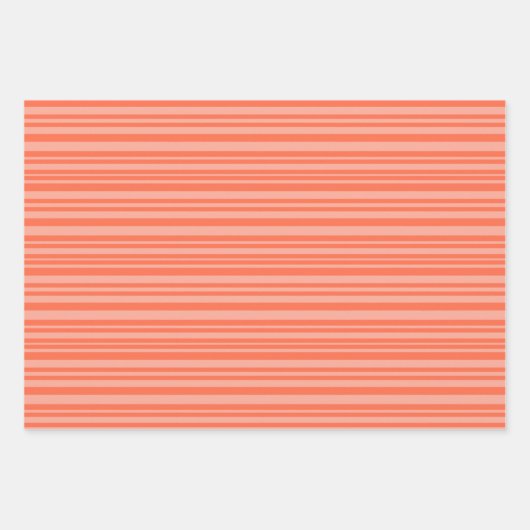 Feuille De Papier Cadeau Orange rose et vert rayures (Devant)