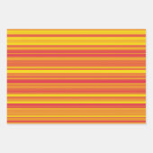 Feuille De Papier Cadeau Orange rouge jaune rayures (Devant 3)