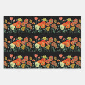 Feuille De Papier Cadeau Orange rouge Motif à fleurs (Devant 2)