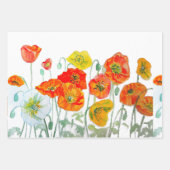 Feuille De Papier Cadeau Orange rouge Motif à fleurs (Devant)