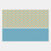 Feuille De Papier Cadeau Orange Vert et Bleu Chevron (Devant 2)