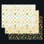 Feuille De Papier Cadeau Oranges and Foliage Pattern<br><div class="desc">These fun and whimsical wrapping paper sheets are versatile and can be used for giving gifts or art and craft projects. They are ideal for any occasion such as birthdays,  weddings,  bridal showers,  baby showers,  anniversaries or general gifts. The design features watercolor oranges,  daisies and foliage.</div>