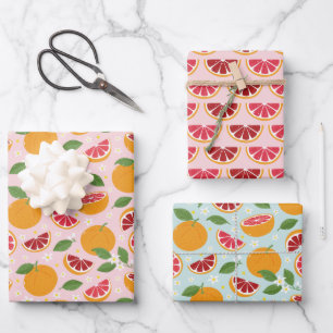 Feuille De Papier Cadeau Oranges Citrus motifs