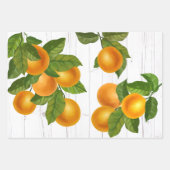 Feuille De Papier Cadeau Oranges d'agrumes frais rustique aquarelle de pays (Devant 3)