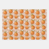 Feuille De Papier Cadeau Oranges d'été Fruit petites fleurs blanches Motif (Devant)