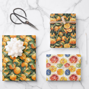 Feuille De Papier Cadeau Oranges en aquarelle : L'art des agrumes