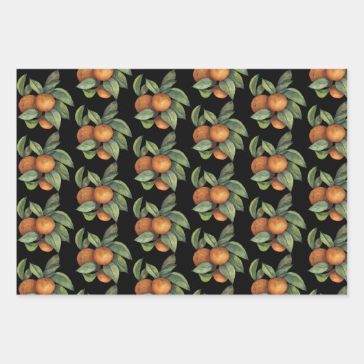 Feuille De Papier Cadeau Oranges et verdure - 3 designs (Devant)