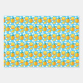 Feuille De Papier Cadeau Oranges mignonnes et fleurs blanches (Devant 3)