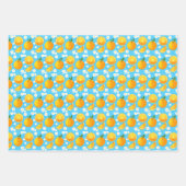 Feuille De Papier Cadeau Oranges mignonnes et fleurs blanches (Devant 2)