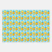 Feuille De Papier Cadeau Oranges mignonnes et fleurs blanches (Devant)