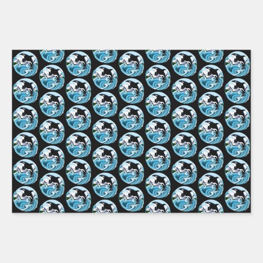 Feuille De Papier Cadeau Orca Killer Whale Blue Ocean (Devant 2)