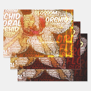 Feuille De Papier Cadeau Orchidée Floral Mot Cloud Découpage