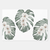 Feuille De Papier Cadeau Orchidées d'aquarelle tropicale exotique (Devant 3)