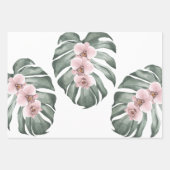 Feuille De Papier Cadeau Orchidées d'aquarelle tropicale exotique (Devant 2)