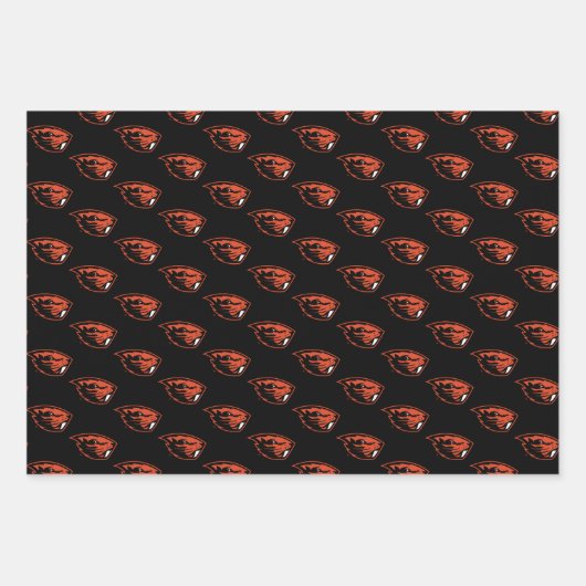 Feuille De Papier Cadeau Oregon State Beavers | Tête de castor (Devant 3)