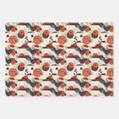 Feuille De Papier Cadeau Oriental japonais rouge et noir (Devant 2)