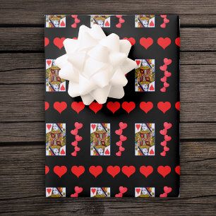 Feuille De Papier Cadeau Ornate Heart Queen Jouer Carte Bright Red Hearts